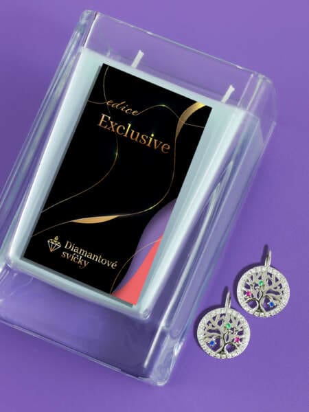 Náušnice strom s barevnými kameny | Svíčka se šperkem