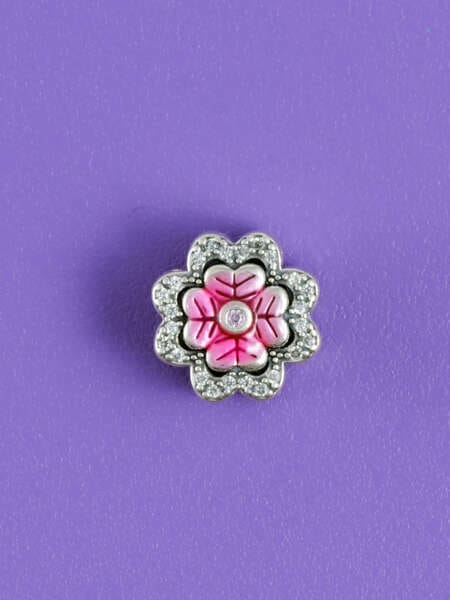 Přívěsek na náramek růžová květina | Svíčka se šperkem