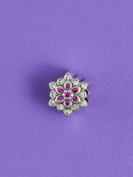 Přívěsek na náramek růžová jiřina | Svíčka se šperkem