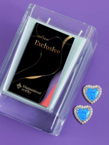 Náušnice puzety srdíčko opál | Svíčka se šperkem