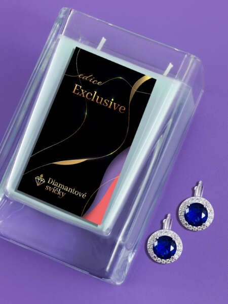 Náušnice zdobený kruh modrý | Svíčka se šperkem