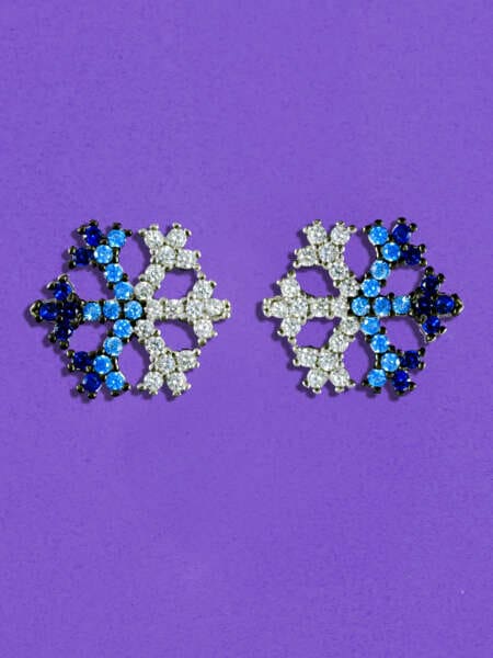 Náušnice puzety vločky modré | Svíčka se šperkem